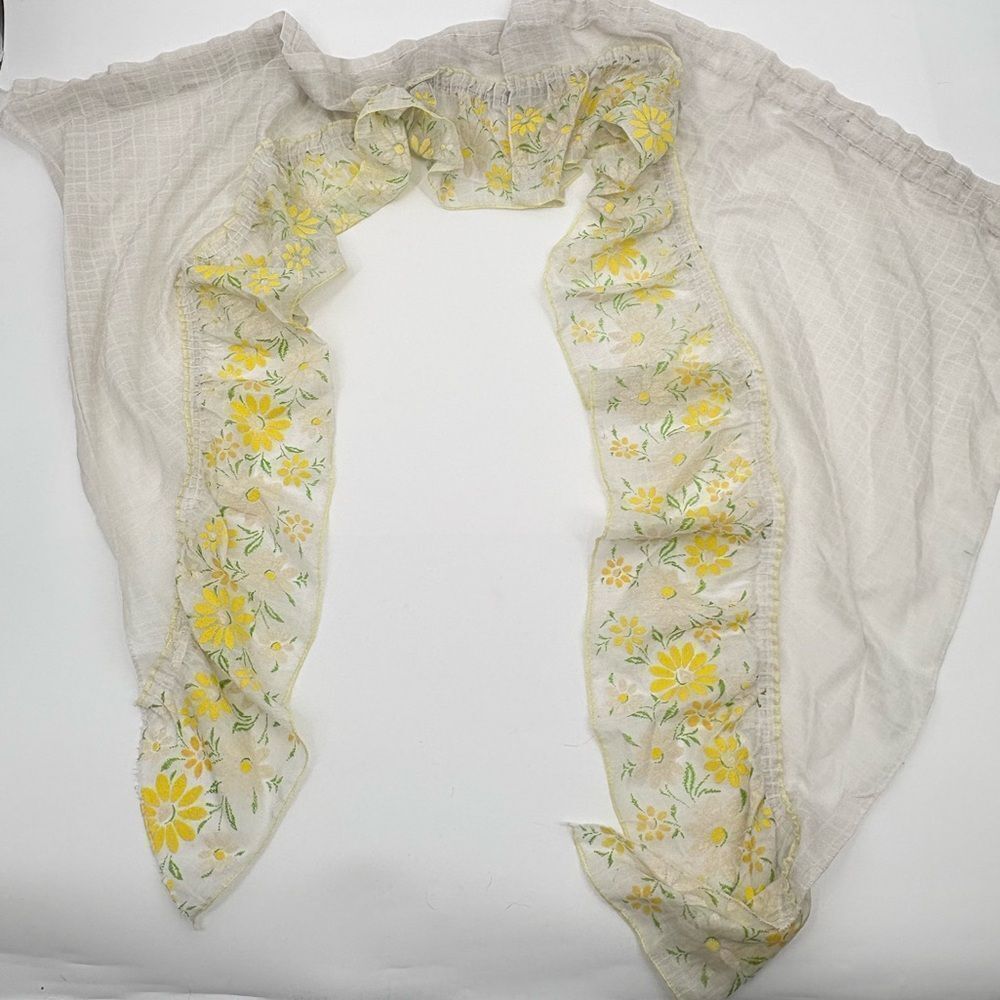 Vintage Floral Yellow and White ruffled window shams